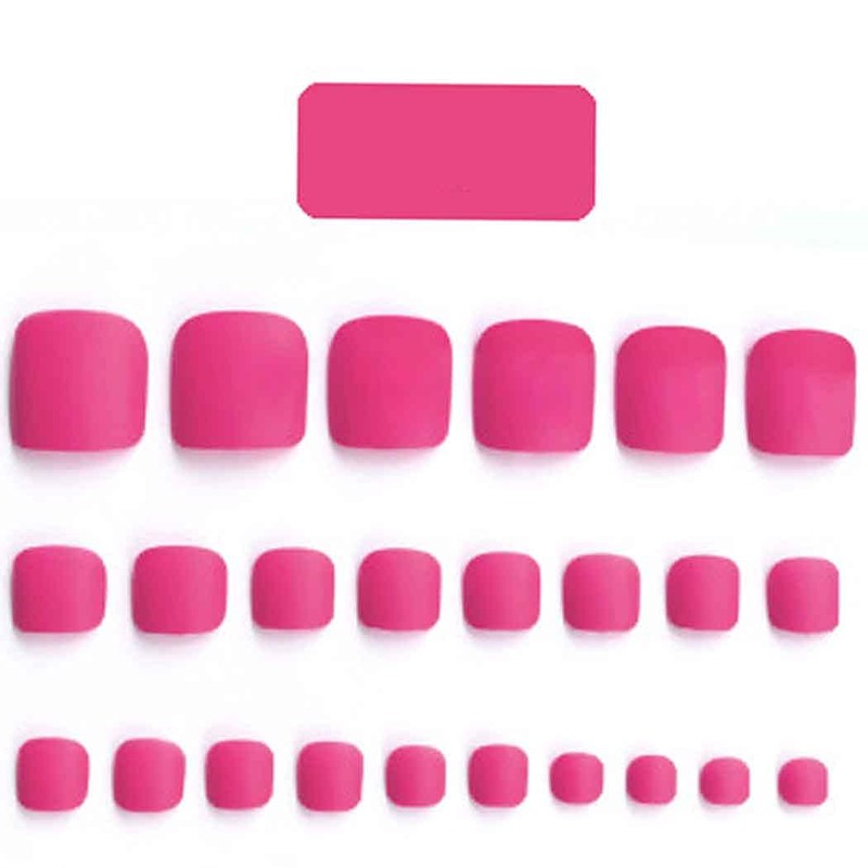 Outyua Hot Pink Press on Toenails Matte Short Fake Toe