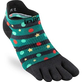 Injinji Toe Socks Women's Run Lightweight NO-Show Jingle XS/S, Black-Turquoise