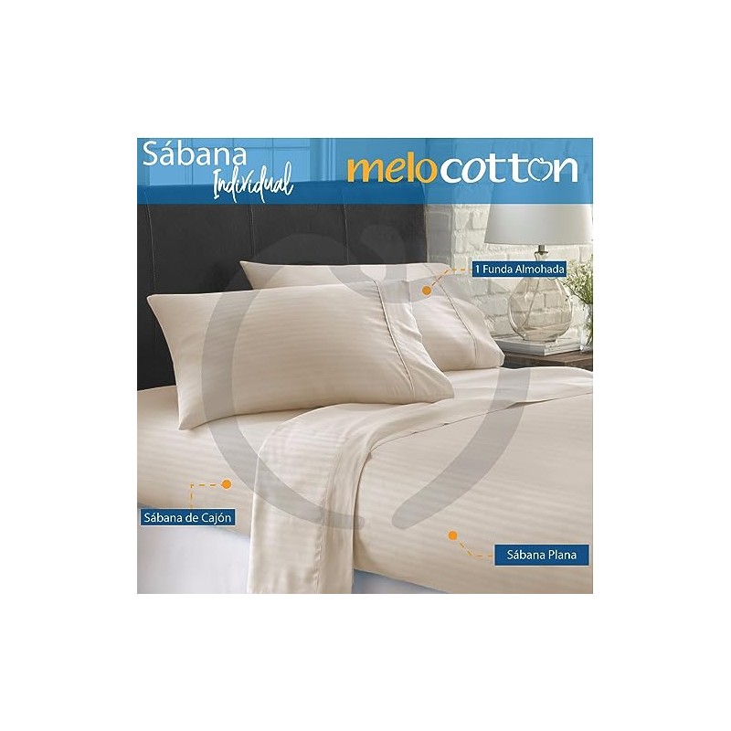 Melocotton Juego de Sábana Individual de Microfibra 1800 grabada a