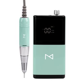 M - E-ZDrill Rechargeable Cordless Nail Drill, 35k RPM, Smart Speed & Battery LCD, Portable Lightweight, Forward/Reverse, Aluminum Metal, Acetone Resistant (Mermaid)
