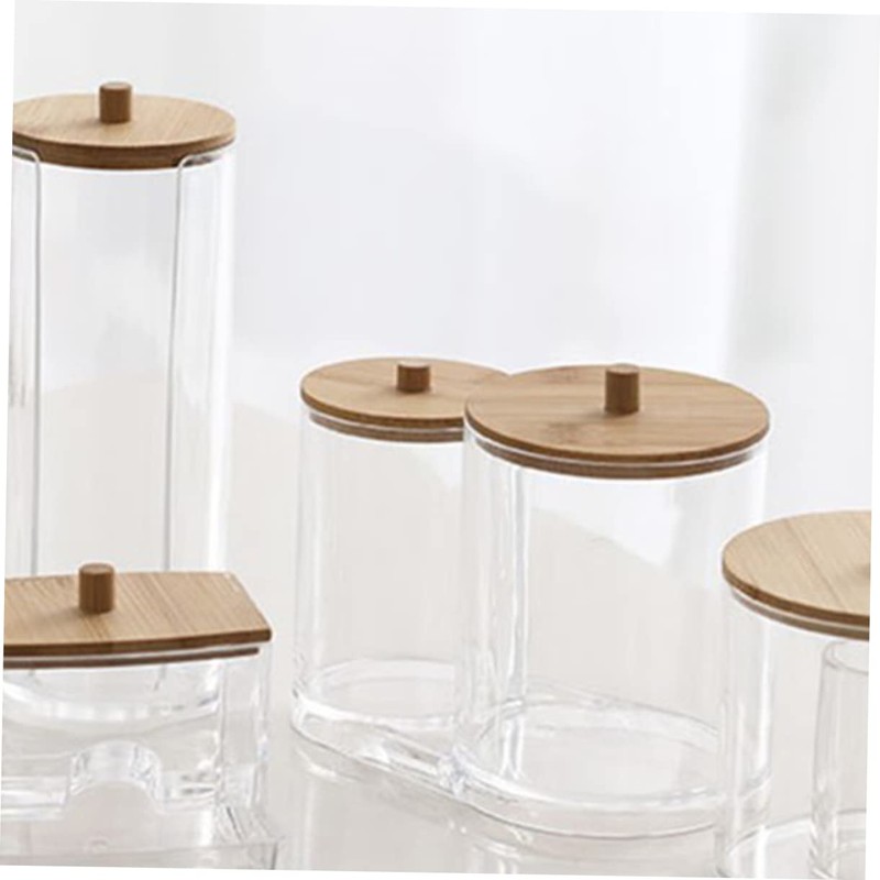 WOONEKY Make up Brush Storage Bamboo Lids Swab Organizer Home
