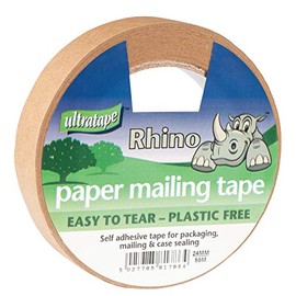 Ultratape Paper Mailing Tape, Easy Tear & Plastic Free | 24mm x 50, Brown, 50m