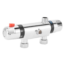 Luqeeg Thermostatic Mixing Valve - DN15, Stainless Steel, Surface Mounted, 20°C to 50°C Constant Temp, Bathroom & Kitchen