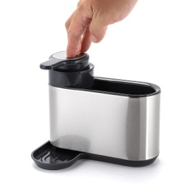 Mayaaran Stainless Steel Soap Dispensing Kitchen sink Organiser, Liquid Soap Dispenser Pump Bottle Kitchen sink caddy Fingerprint-Proof Coating, Sink Tidy Kitchen Sink Organizer