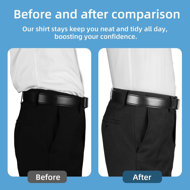 EGGBOY 2 Pairs Shirt Stays for Men,Adjustable Elastic Shirt Garters/Tucker