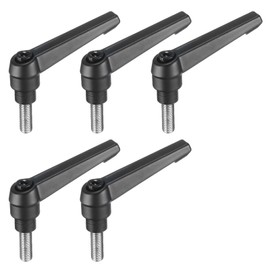 QUARKZMAN 5 Stück Verstellbarer Spannhebelgriff M8 x 20mm Metrisch 304 Edelstahl Männlicher Gewindestift Handknöpfe Druckknopf Ratschen-Drehgriffe Bolzen mit Verriegelungshebel Schwarz