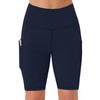 Persit Women's Short Leggings, Opaque Cycling Shorts with Pockets, navy