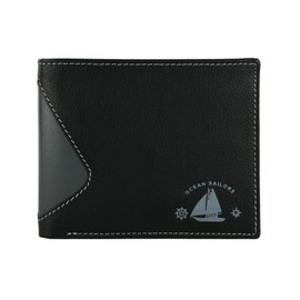 Ocean Sailors Mens Genuine Leather Coin Pocket Wallet with Gift Box, Black Monza, Classic