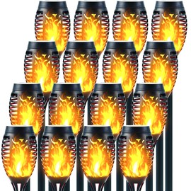 Awethone 16 Pack Solar Lights Outdoor, 12 LED Mini Solar Torch Light with Flickering Flame, Waterproof Christmas Decoration Landscape Lighting Torches for Garden Yard, Auto On/Off Dusk to Dawn