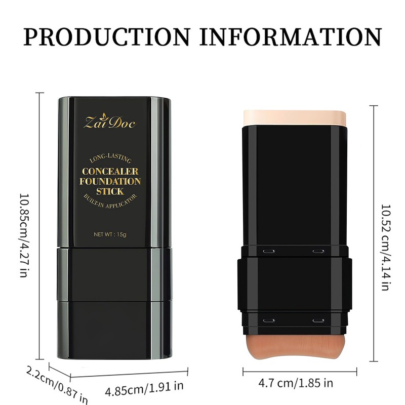ZAIDOC Long-Lasting Concealer Foundation Stick, Creamy Full Coverage, Hydrating Olive