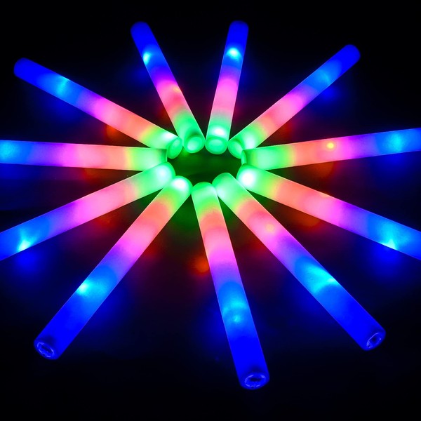 Foam Glow Sticks 110 Pcs,Glow in The Dark Party Supplies Light Up Batons Party Favors with 3 Modes Colorful Flashing for Party Wedding Birthday Concert Halloween Christmas