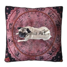 Sophia Art Indian Multi Elephant Mandala Floor Pillow Square Ottoman Pouf Daybed Oversized Cushion Cover Cotton Seating Ottoman Poufs Dogs/Pets Bed (Red Astrology)