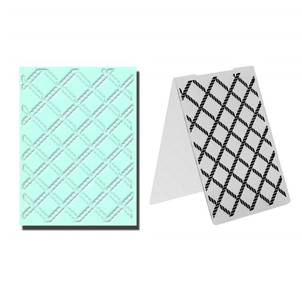 Arbuya Diamond Grid Plaid Plastic Embossing Folder for Scrapbook DIY