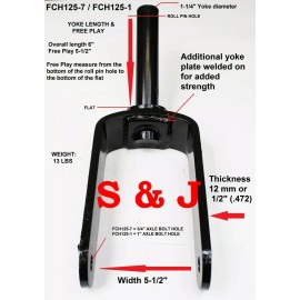 HG Heavy Duty Tail Wheel Fork For Rotary Cutter 1-1/4" Yoke- 3/4" Axle