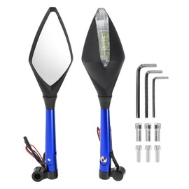 RATCHROLL 1 Set Universal Motorcycle Rear View Mirrors Adjustable Bar End Side Mirrors Mount M8/M10 Blue Aluminum Alloy Prismatic Shape