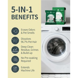 FURGONE by Seedshub Upgraded Pet Hair Dissolver Pro Washing Machine Cleaner Powder, Deep Cleaning Pet Bedding, 100g, 4 Sachets, Dog Cat Hair | Stain | Odor Remover for Laundry, No More Fur