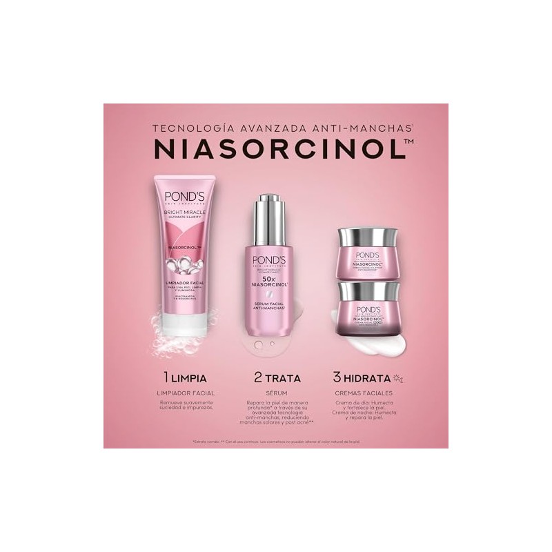 POND'S Bright Miracle Rutina Completa de 4 pasos con NIASORCINOL