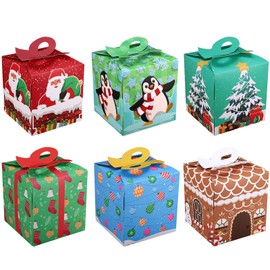 Cabilock 24Pcs Christmas Goodie Boxes Christmas Boxes for Cookies, Foldable Christmas Goody Gift Boxes Christmas Xmas Goodie Paper Boxes for Candy Cakes Cookies Treat Party Christmas Birthdays