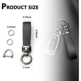 Ziciner - Llavero de fibra de carbono para coche, llavero universal de piel premium, giratorio de 360 grados con anillo en D antipérdida