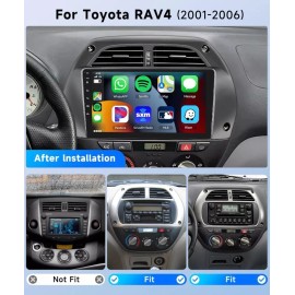 PODOFO 32G Wireless Carplay Android Car Radio For Toyota RAV4 2001-2006 WIFI NAVI +Cam