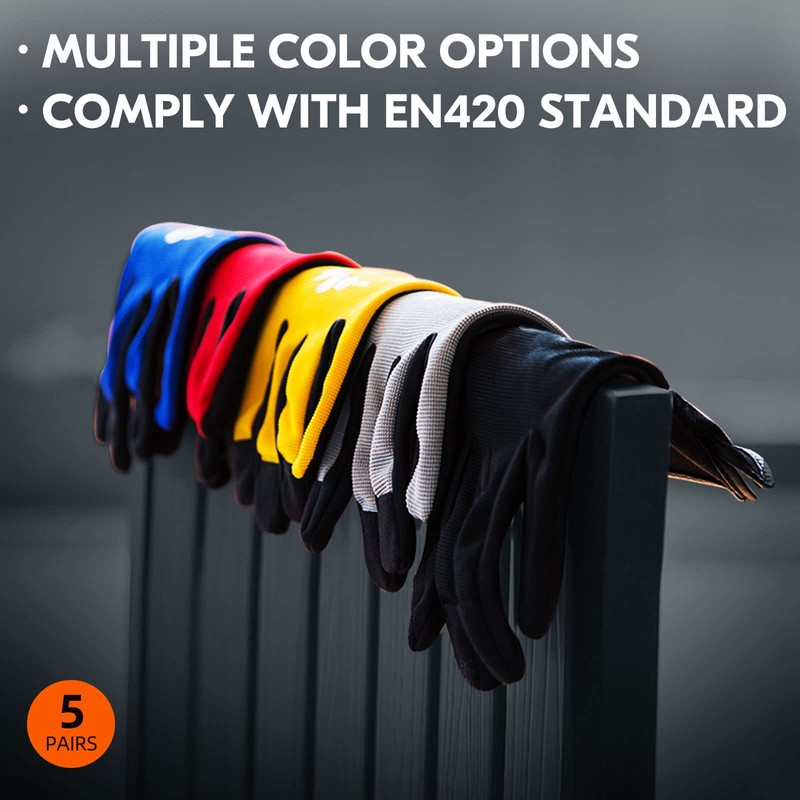 Vgo... 5Pairs Work Gloves Touchscreen, Light Duty Safety Gloves for