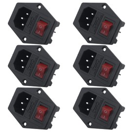 Antrader 6pcs Inlet Module Plug Male Power Socket with 5A Fuse Switch 10A 250V 3 Pin IEC320 C14