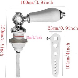 Lokatall Ceramic Toilet Flush Handle, Chrome Replacement Toilet Tank Universal Fit Lavatory Cistern Lever, Djustable Arm (3/8 Interface) fit 18mm Hole