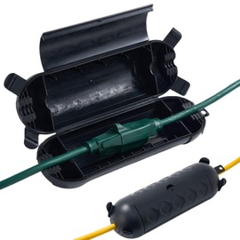 HONDERSON 2PK Outdoor Extension Cord Cover Outside Waterproof, Extension Cord Protector Connector, Electrical Safety Box to Protect Outdoor Plug, Outlet, Christmas Decorations Lights, Black