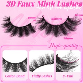 Veleasha Faux Mink Lashes Fluffy Lashes Dramatic Eyelashes Cat Eye Lashes 8-18MM 5D Volume 100% Handmade Soft False Eyelashes 7 Pairs Pack Fake Eyelashes (Brooklyn Bombast)