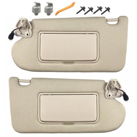 Pair of Left and Right Beige Sun Visors with Retainers Screws for Nissan Altima 2013 2014 2015 2016 2017 2018 with Light Sunroof Interior Windshield Sunshade Replacement