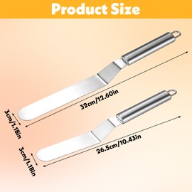 Nogeqi 2 Stück Groß Winkelpalette Torte, Edelstahl Tortenspachtel zum Glätten, Silber Tortenmesser Torten Küche Set, Tortenstreicher Backen Tortenpalette zum Dekorieren und Verzieren