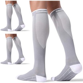 TravelHawk Compression Stockings for Men and Women - 3 Pairs of Compression Stockings, Support Stockings, Compression Socks for Running, Hiking, Travel, Flight Compression Stockings, Sports, gray, M