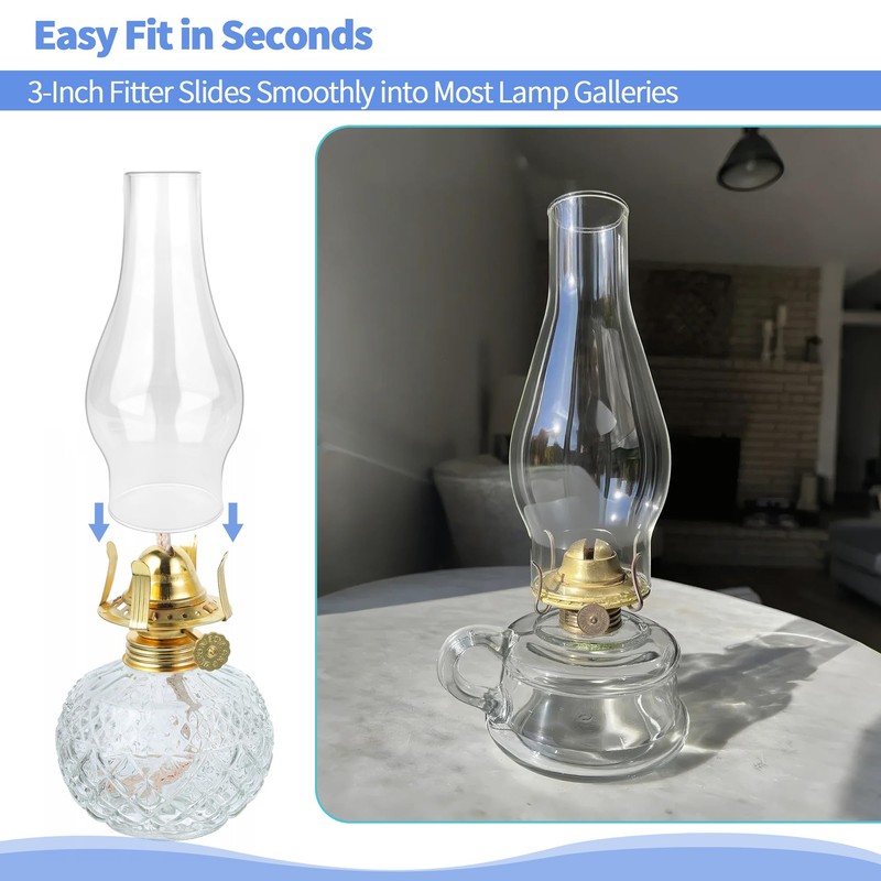 Hurricane Lamp & Oil Lamp Chimney Replacement Shade – Round