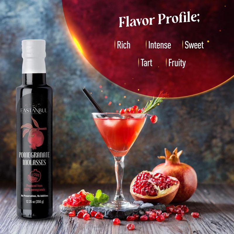 Eastanbul Pomegranate Molasses, 12.35oz, No Added Sugar, Mediterranean Pomegranate Syrup,