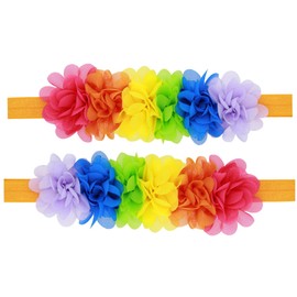 LDDCX Baby Rainbow Headbands Flowers Headband Bow Girls Rainbow Hair Band. (F40) (Style B)