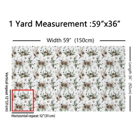 Watercolor Cotton Plants Fabric by The Yard Jungle Brown Pine Cones Fabric for Sewing Lovers Botanical Green Leaves Rustic Style Fabric for Room Decor and DIY Upholstery 1 Yard,36" L x 59" W