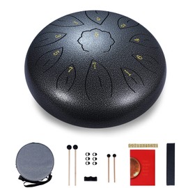 Ranch Steel Tongue Drum 12 Inches 11 Notes Handpan Drum C Key Percussion Instrument Hand Drum for Beginners Easy to Learn Tank Drum with Bag, Mallets, Music Book, Note Stickers, Finger Picks
