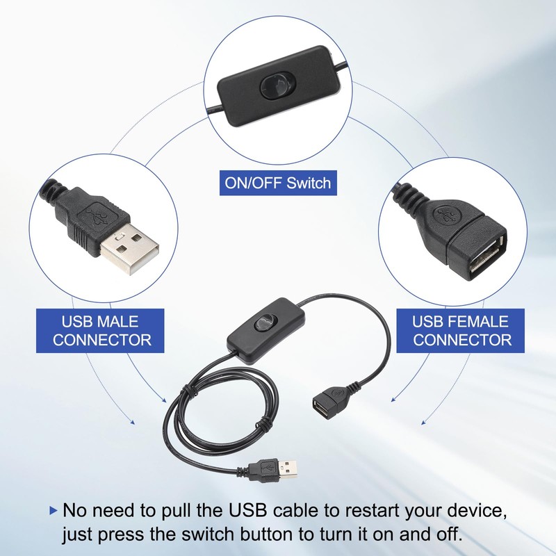 MECCANIXITY USB Extension Cable with ON/Off Toggle Switch 1m USB