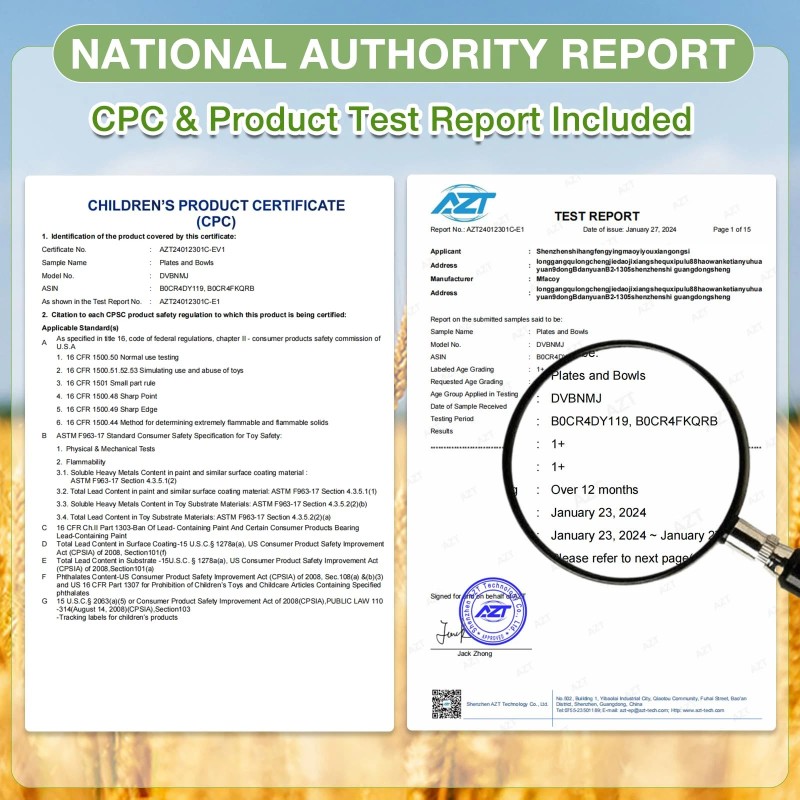 Mfacoy Wheat Straw Kids Plates and Bowls Set, Unbreakable Kids