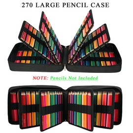 Jakago Pencil Case with 90 Large Elastic Compartments - Holds up to 270 Pencils, Crayons or Gel Pens - Ideal for Artists (Black)
