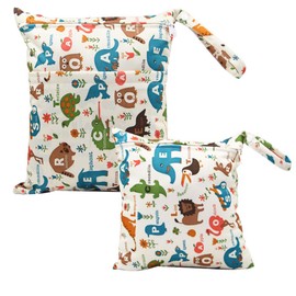 Bynsaer Wetbag Cloth Nappies, Wet Bag Cloth Nappies, 2 Pieces Baby Wet and Dry Changing Bag, Reusable, Washable Organiser Bag (Colour 04)