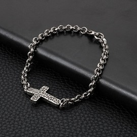 ULLMYYL Stainless Steel Cross Chain Bracelet for Men