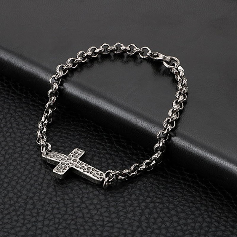 ULLMYYL Stainless Steel Cross Chain Bracelet for Men