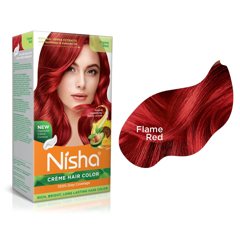 Nisha Cream Hair Color (150 ml/each) Flame Red Pack of