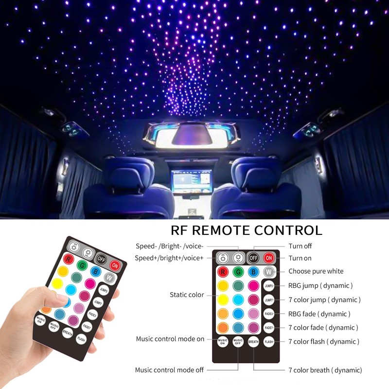ATOKEE 6W Sound Activated 200pcs Starlight Headliner Kit, 0.03in 6.5ft
