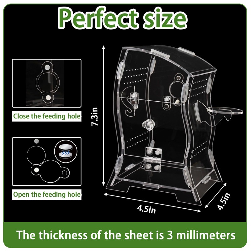 Acrylic Jumping Spider Enclosure Kit 5.9x3.5x9.4 Inches - Escape-Proof Arboreal