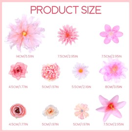 Yolev Small Flowers for Crafts Pink Mini Artificial Fake Flowers for Decoration 4.5-14cm Fabric Silk Faux Flower Heads Bulk for Wedding Party Baby Shower DIY Decor Home Party Decoration 48 Pcs