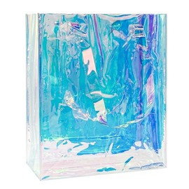 TotePrint Waterproof Transparent Laser Tote Bag, Holographic Handbag for Sports Fan Games, Work, Safety Travel, Stadium or Concert, blue