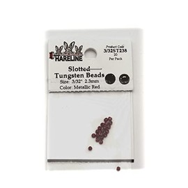 Hareline Slotted Tungsten Beads #238 3/32'' (2.38mm) Metallic Red