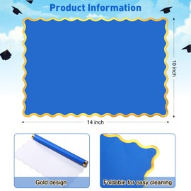 FoldTier 150 Pcs Disposable Paper Placemats Bulk 10"x14" Rectangle Place Mats with Scalloped Edges Dining Table Mat for Wedding Bridal Birthday Halloween Christmas Party Table Decoration(Blue)